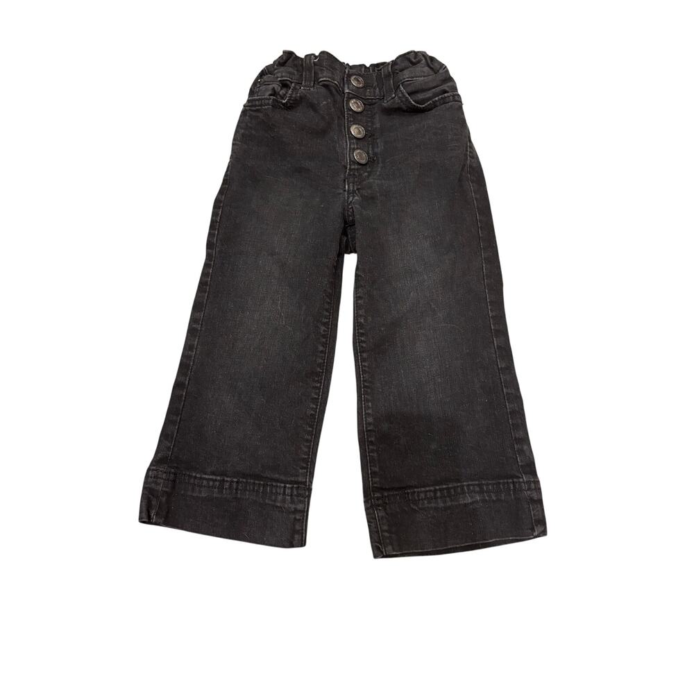 Thereabouts crop black denim pants with a button fly closure